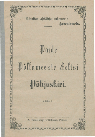 Paide Põllumeeste Seltsi Põhjuskiri